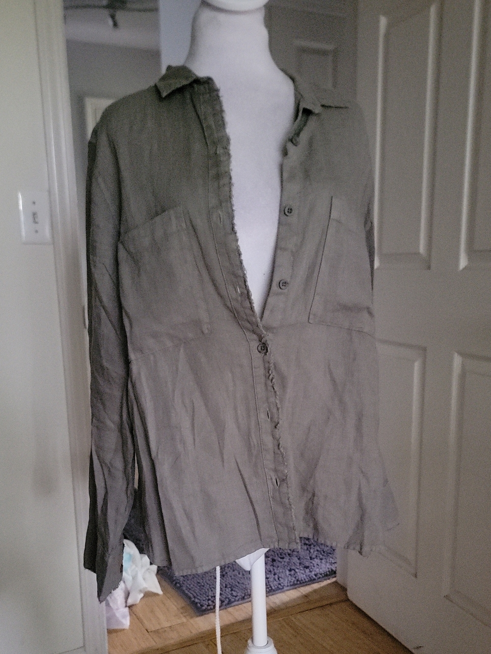 Cloth And Stone Relaxed Button-Front Women's Olive Green Shirt